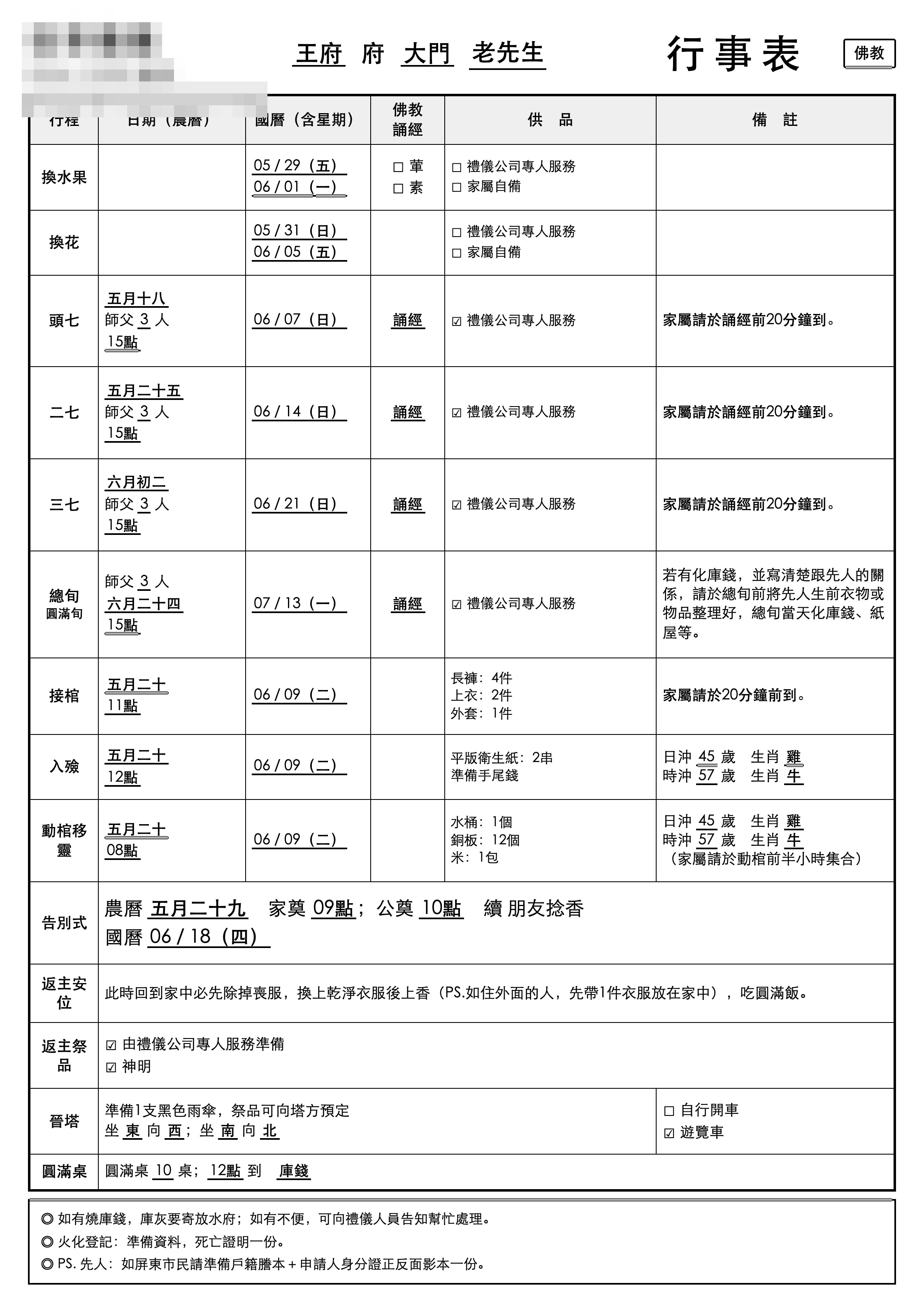 系統實際產出的行事工作表